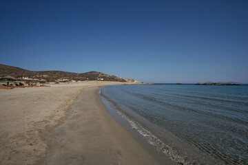 Panoramic view of the sandy beach Manganari in Ios Greece