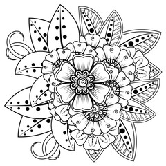 Mehndi flower for henna, mehndi, tattoo, decoration. Decorative ornament in ethnic oriental style.