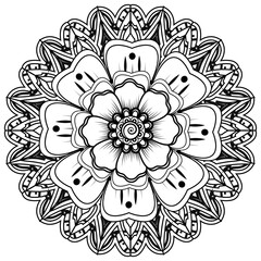 Mehndi flower for henna, mehndi, tattoo, decoration. Decorative ornament in ethnic oriental style.