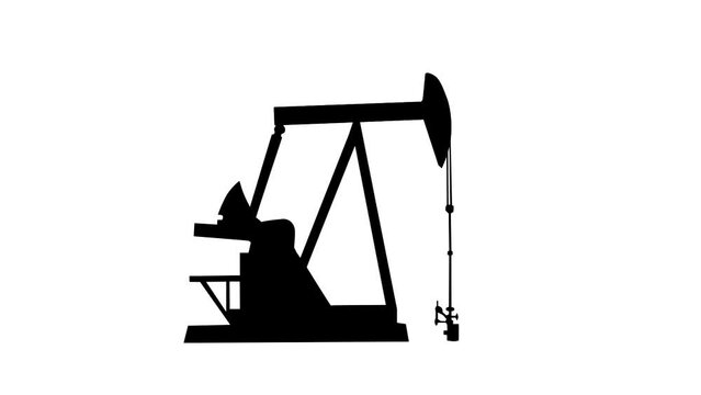 A pumpjack in action, animation on the white background (seamless loop)