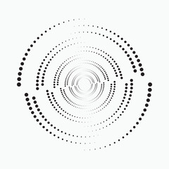 Halftone abstract spiral circular element. Halftone logo design. Vector art. Design element for various purposes.	