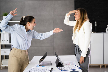 Office Quarrel. Worker Women Fighting Each