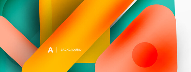 Minimal geometric abstract background. Colorful geometric blocks. Lines, squares and triangles composition wallpaper