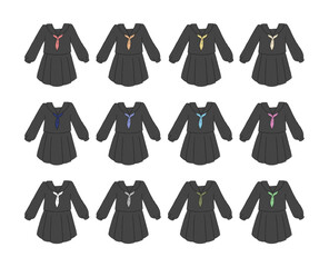 黒のセーラー服のイラストセット