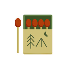 match lighter survival tools for camping forest hiking outdoor activity icon vector flat illustration