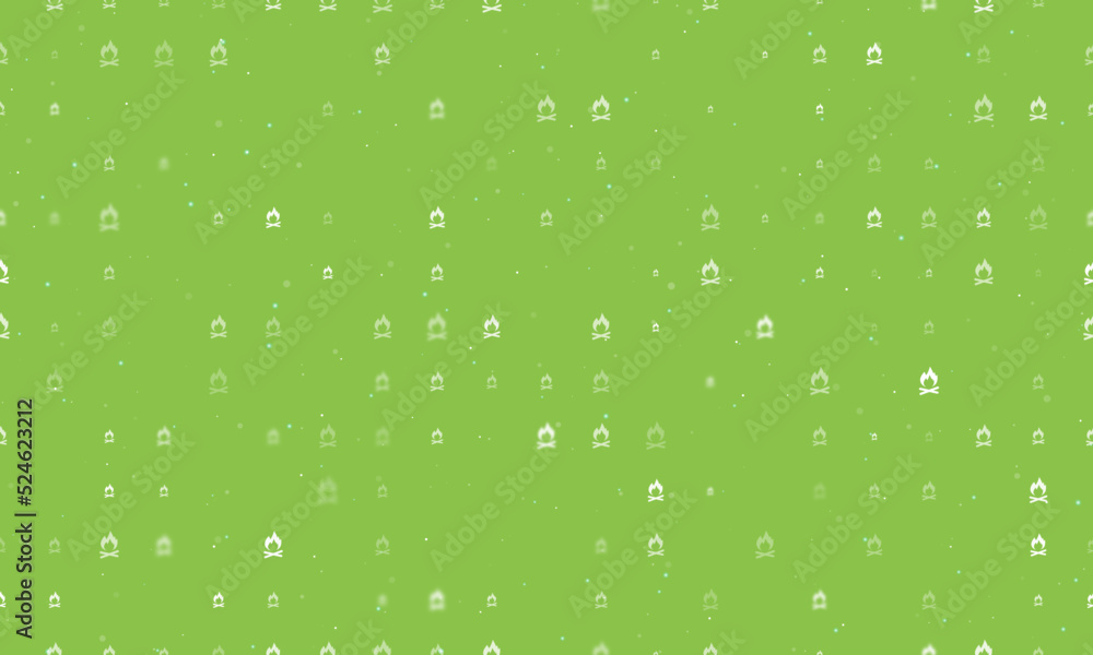 Poster seamless background pattern of evenly spaced white bonfire symbols of different sizes and opacity. v