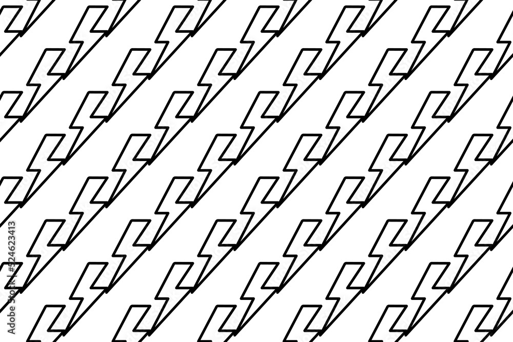 Poster seamless pattern completely filled with outlines of lightning symbols. elements are evenly spaced. v