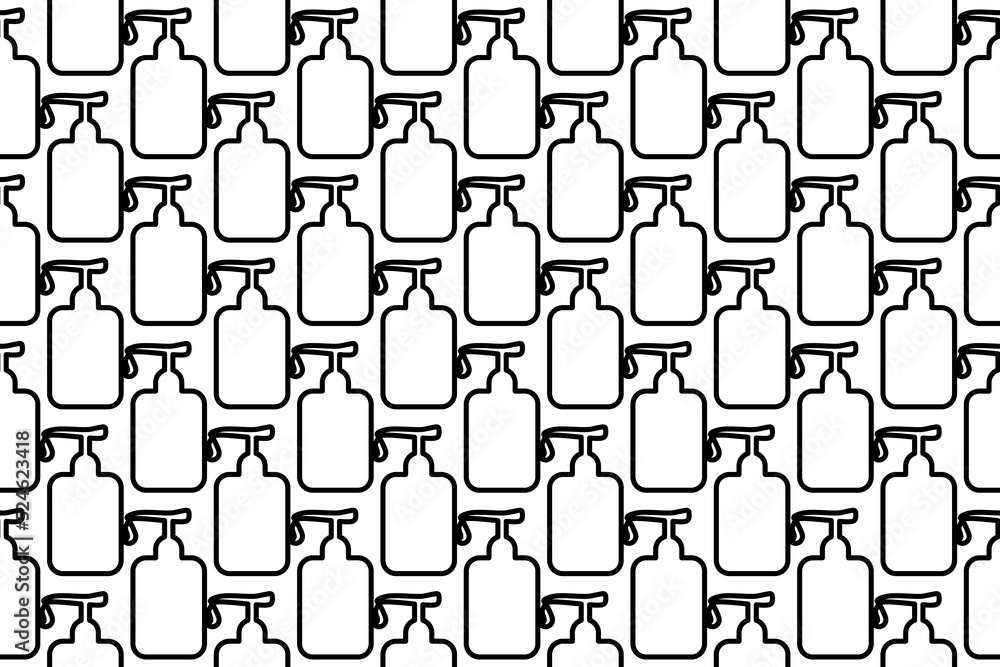 Poster seamless pattern completely filled with outlines of liquid soap symbols. elements are evenly spaced.