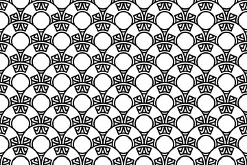 Seamless pattern completely filled with outlines of lifebuoy symbols. Elements are evenly spaced. Vector illustration on white background