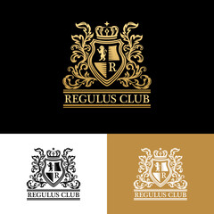 Heraldic logo template. Vintage ornamental emblem