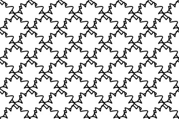 Seamless pattern completely filled with outlines of lotus flowers. Elements are evenly spaced. Vector illustration on white background