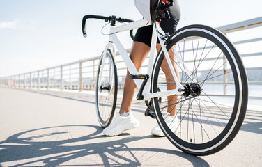 Fototapeta na wymiar Road bike for training urban eco transport