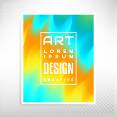 Trendy colorful poster with liquid ink texture. Vector bright gr