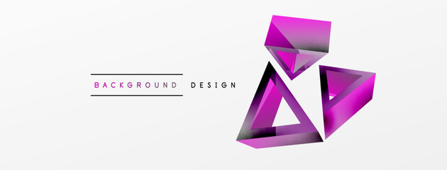 Triangle abstract background. 3d vector basic shape technology or business concept composition. Trendy techno business template for wallpaper, banner, background or landing