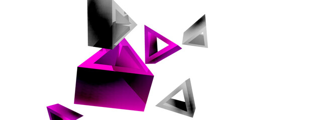 Triangle abstract background. 3d vector basic shape technology or business concept composition. Trendy techno business template for wallpaper, banner, background or landing