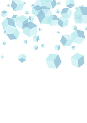 Sky Blue Block Background White Vector. Cubic Chaos Illustration. Gray Box Creative Card. Futuristic Texture. Blue Isometric Square.