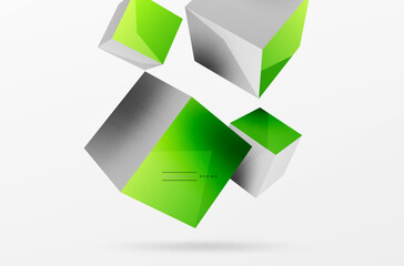 Fototapeta premium 3d vector abstract background. Flying cubes composition. Trendy techno business template for wallpaper, banner, background or landing