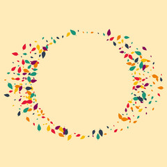 Yellow Foliage Vector Beige Background. Red Leaf Season Template. Autumn Confetti Backdrop. Green Leaf Illustration.
