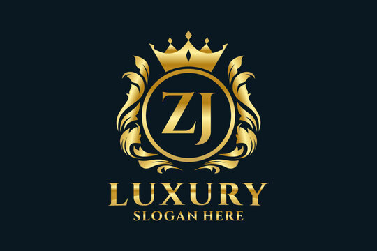 Initial ZJ Letter Royal Luxury Logo template in vector art for luxurious branding projects and other vector illustration.