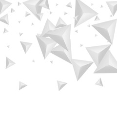 Silver Crystal Background White Vector. Pyramid Modern Template. Hoar Shape Card. Triangular Paper. Grizzly Shard Tile.