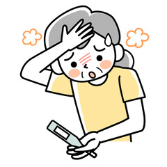 発熱しているシニア女性の上半身