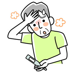 発熱しているシニア男性の上半身