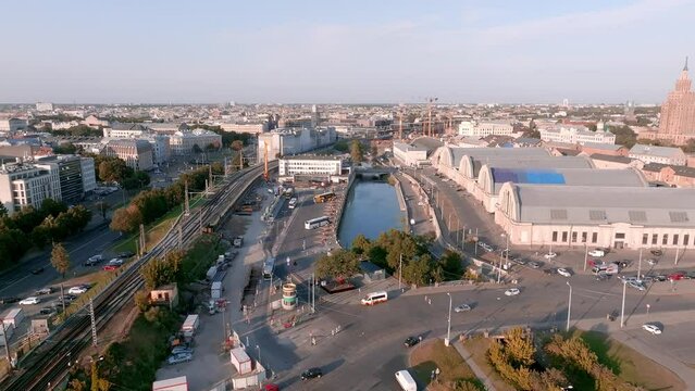 Building Rail Baltica project in Riga, Latvia right in the city center. Central train station in Riga.
