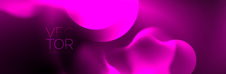 Glowing neon lights abstract shapes composition. Magic energy concept. Template for wallpaper, banner, background or landing