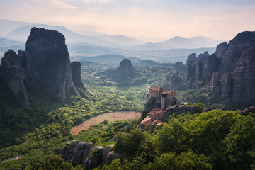 Obraz na płótnie Canvas The Meteora is picturesque landmark in Greece with monasteries