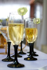 Crystal glasses for holiday, a lot of glasses for guests
