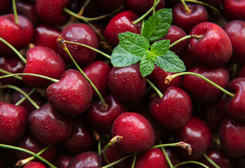 Fresh red cherries fruit