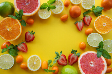 Frame made of ripe fruits