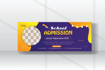 School Admission cover banner design template