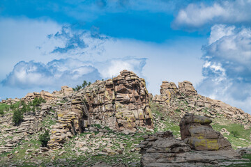 landscape with blue sky in Mongolia