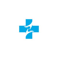 Medical Cross and Hands logo or icon design