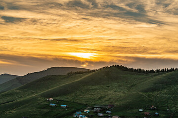 sunset in the mountains