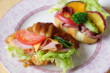 クロワッサンサンド　フランスパンサンド