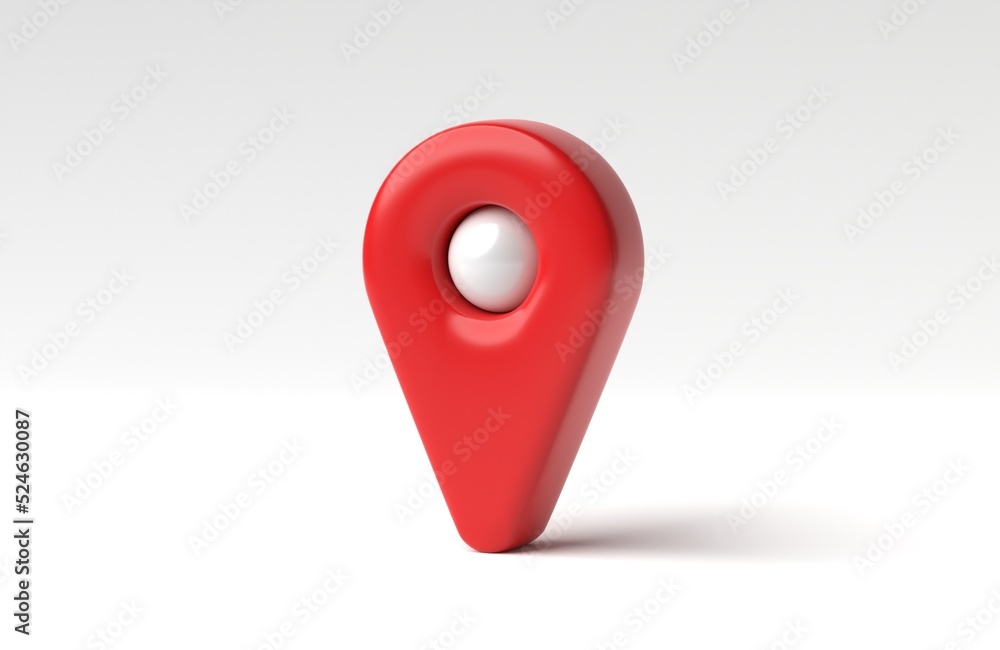 Aufkleber red map pointer. location symbol isolated on white background. web location pin concept. 3d render, 