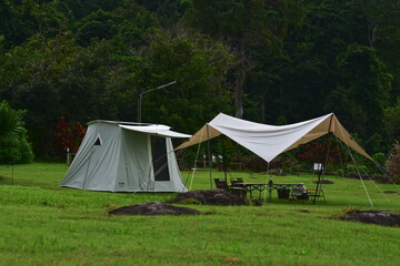 Tent camping in the midst of nature. © Diamon jewelry