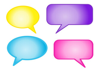 A speak bubble text,chatting box,message box outline cartoon design.Balloon doodle style of thinking sing symbols.space for your text.