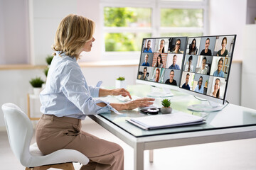 Virtual Remote Business Staff Training Meeting