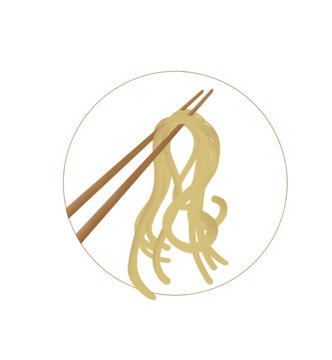 Dessin de baguette asiatique avec des nouilles, fond transparent