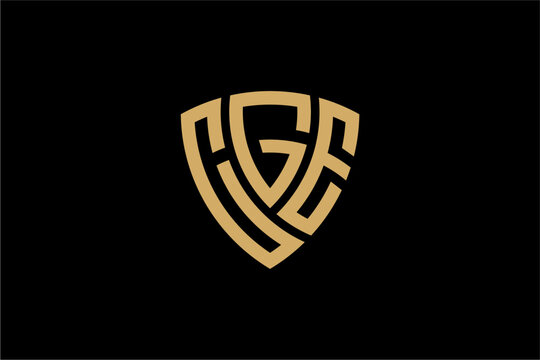 CGE creative letter shield logo design vector icon illustration
