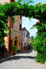 glimpse of the old town in Lajatico tuscany Italy