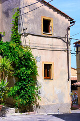 glimpse of the old town in Lajatico tuscany Italy