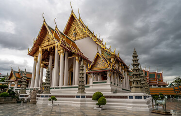 Landmark Wat Suthat Buddhist Temple in Bangkok Thailand