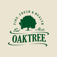 vintage logo oak tree template illustration