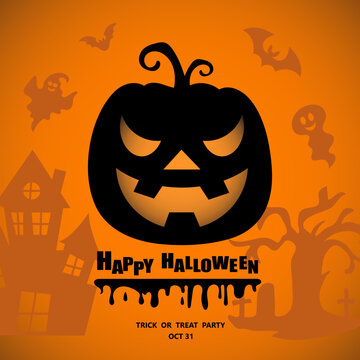 Halloween banner background with pumpkins. Vector illustration