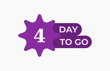 4 Day To Go. Offer sale business sign vector art illustration with fantastic font and nice purple white color