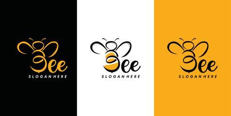 Letter b for bee logo design insect  Vector  - obrazy, fototapety, plakaty
